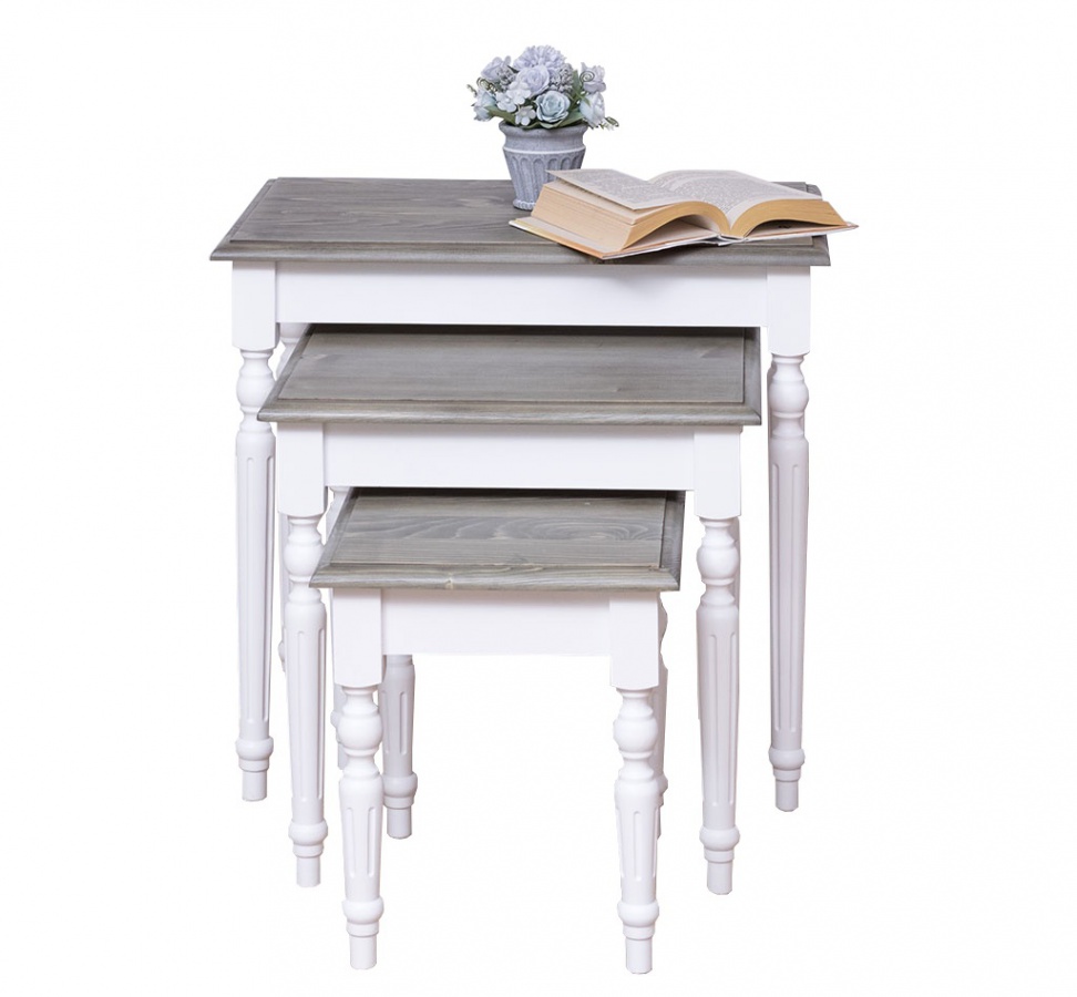 Set odkládacích stolků percy 80 - bílá/šedá