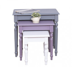 Set odkládacích stolků percy 80 - šedá/fialová/bílá