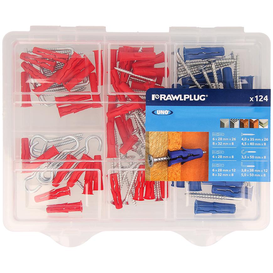 Set universálních hmoždinek s vruty 124 ks