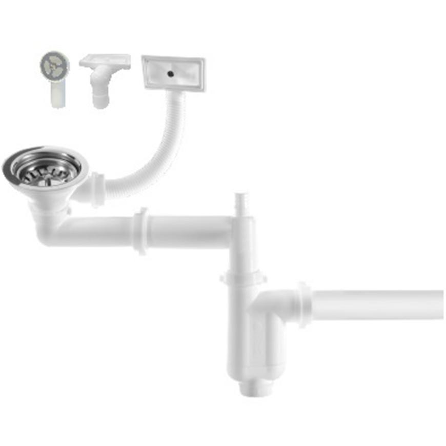Sifon dřezový 1-komorový, připojení k pračce, myčce