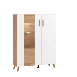 Široká vitrína s kompletním osvětlením jett - dub artisan/bílá