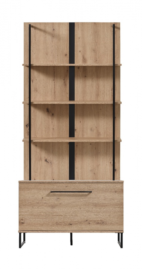 Široký regál nathan - dub artisan/černá