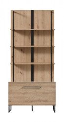 Široký regál nathan - dub artisan/černá