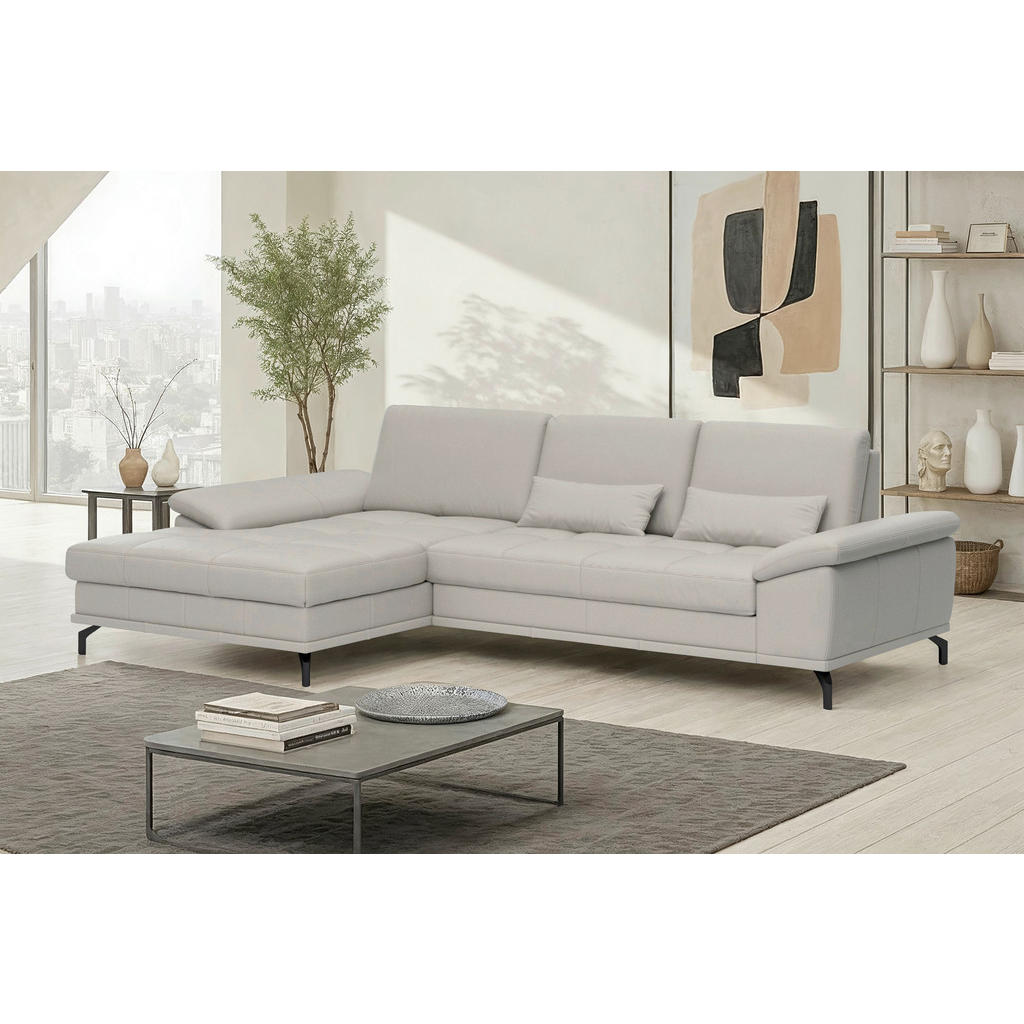 Sit & More ROHOVÁ SEDAČKA, kůže, světle šedá