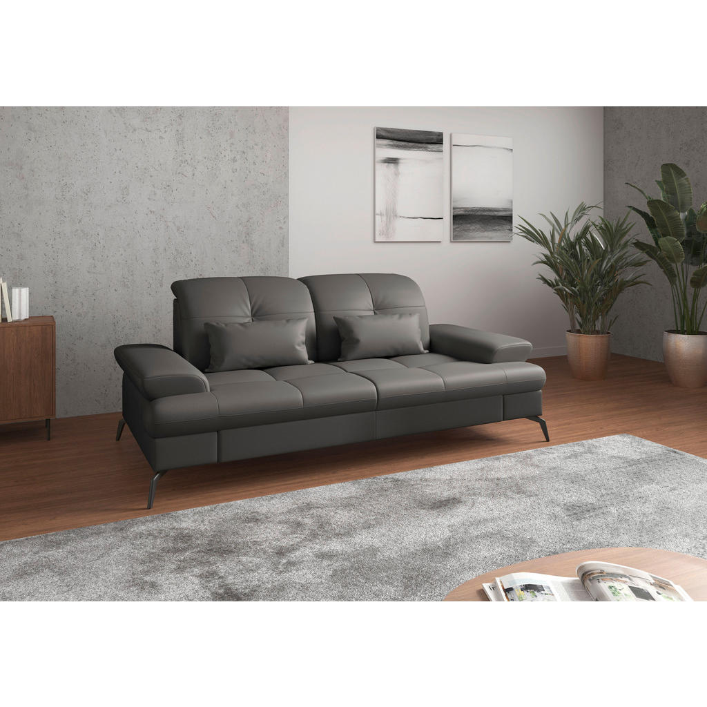 Sit & More TŘÍMÍSTNÁ POHOVKA, antracitová, kombinace pravá kůže/látka