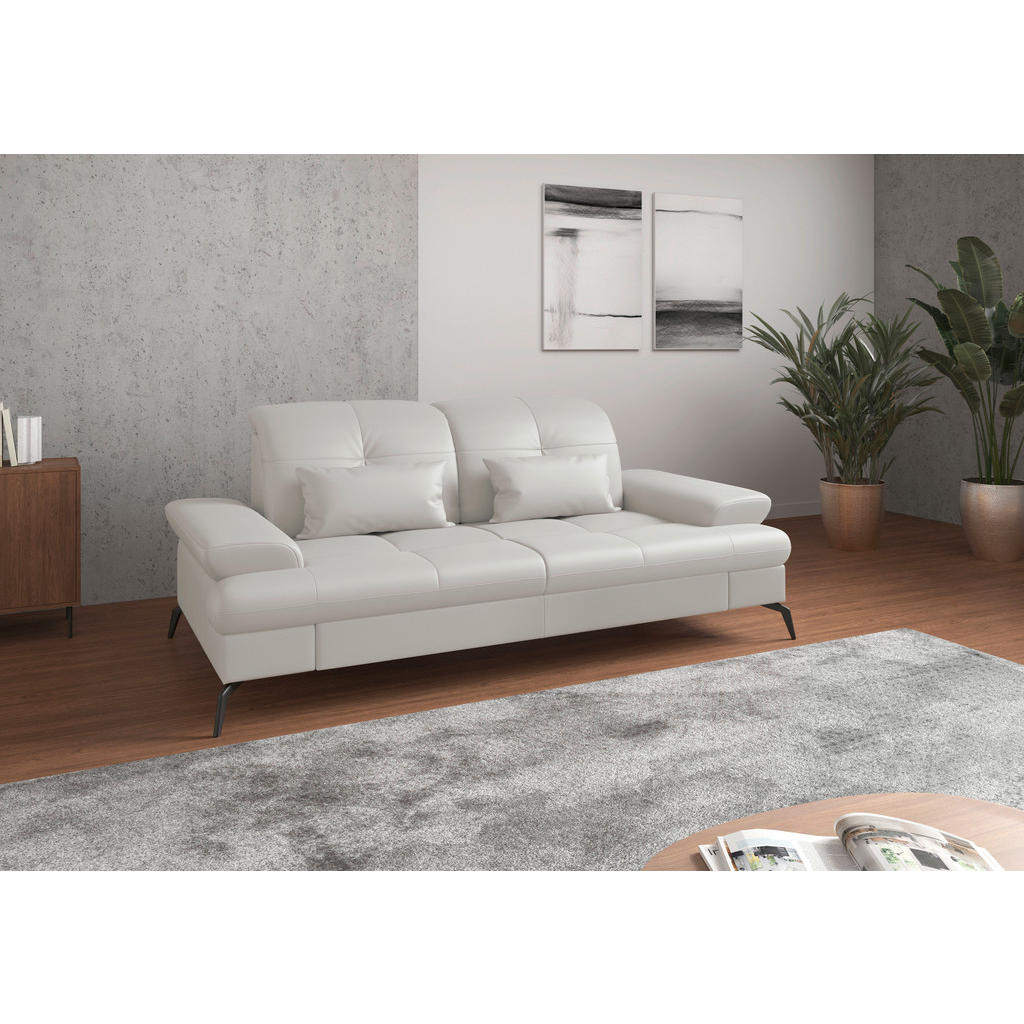 Sit & More TŘÍMÍSTNÁ POHOVKA, bílá, pravá kůže