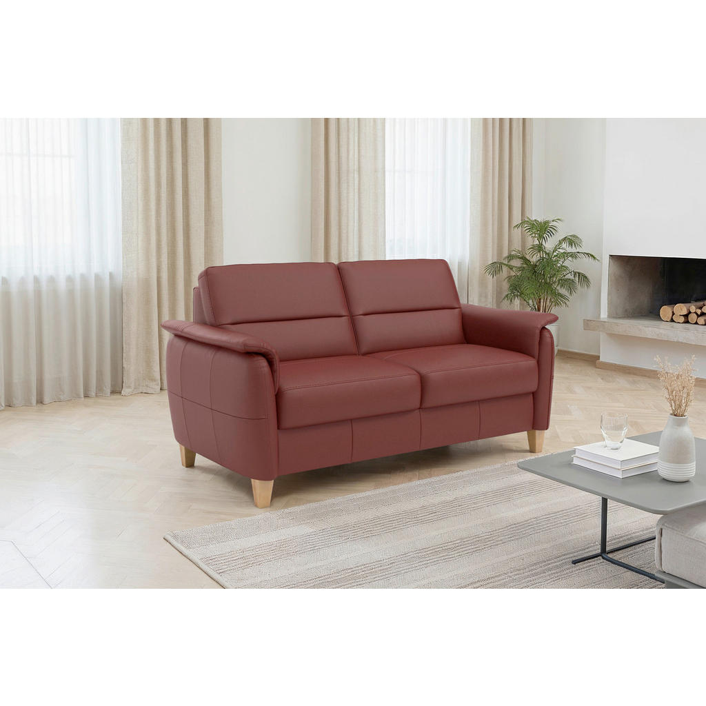 Sit & More TŘÍMÍSTNÁ POHOVKA, červenohnědá, pravá kůže