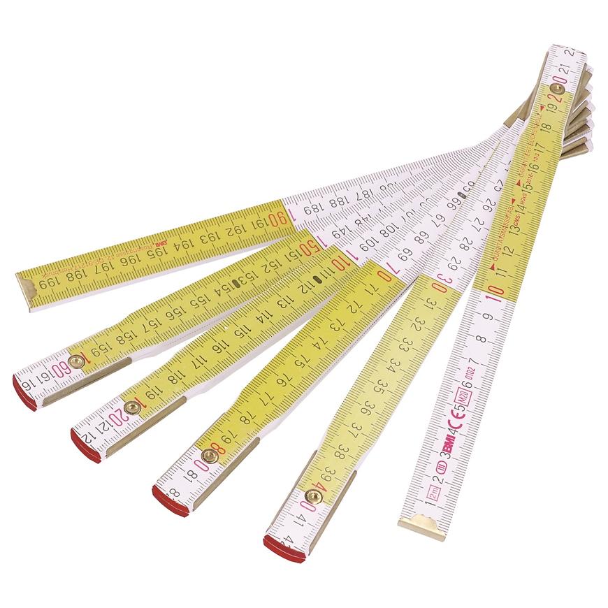 Skládací metr 2 m CE dřevo žluto/bílý