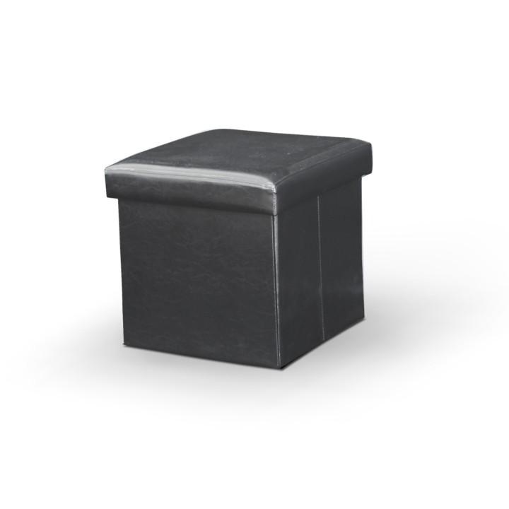 Skládací taburet, ekokůže černá, tela new