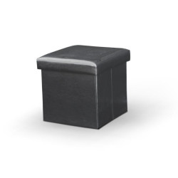 Skládací taburet, ekokůže černá, tela new