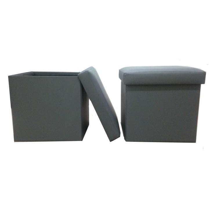 Skládací taburet, ekokůže šedá, tela new