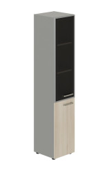 Skříň kombinovaná lorenc 2d levá - šedá/sklo/akát