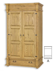 Skříň s šatní tyčí selská szy04a - k09 přírodní borovice