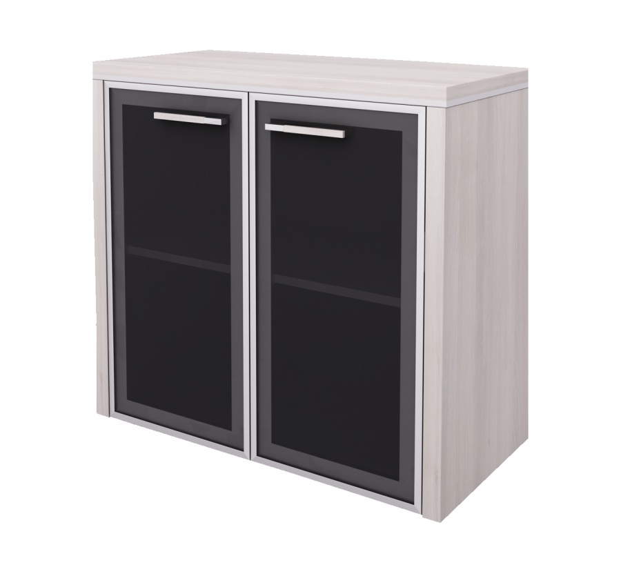 Skříňka nízká lorenc 2d 80cm - akát/sklo