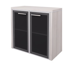 Skříňka nízká lorenc 2d 80cm - akát/sklo