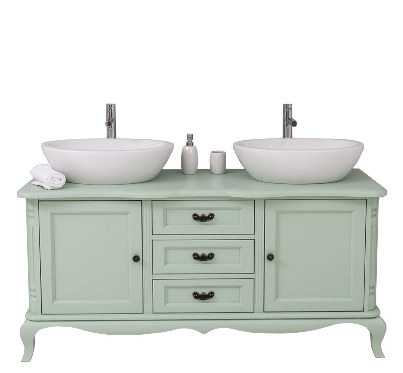 Skříňka pro 2 umyvadla rustique 729 - zelená