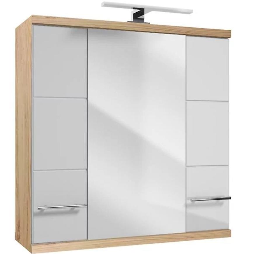 Skříňka se zrcadlem Bari 70 bílý/dub sonoma