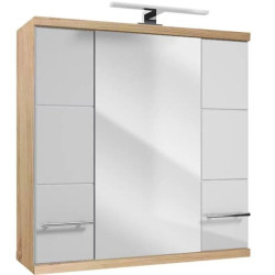 Skříňka se zrcadlem Bari 70 bílý/dub sonoma