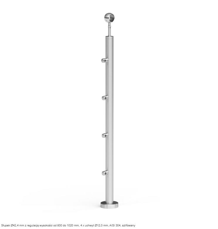 Sloupek atlanta 970mm s nastavením výšky ocel nerez