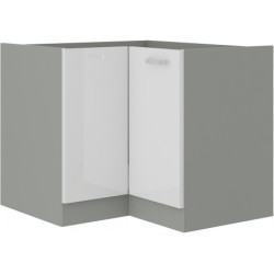 Spodní rohová skříňka 90x90 DN 2F BB Barva korpusu: Šedá, Barva dvířek: Bílý lesk (Blanka)