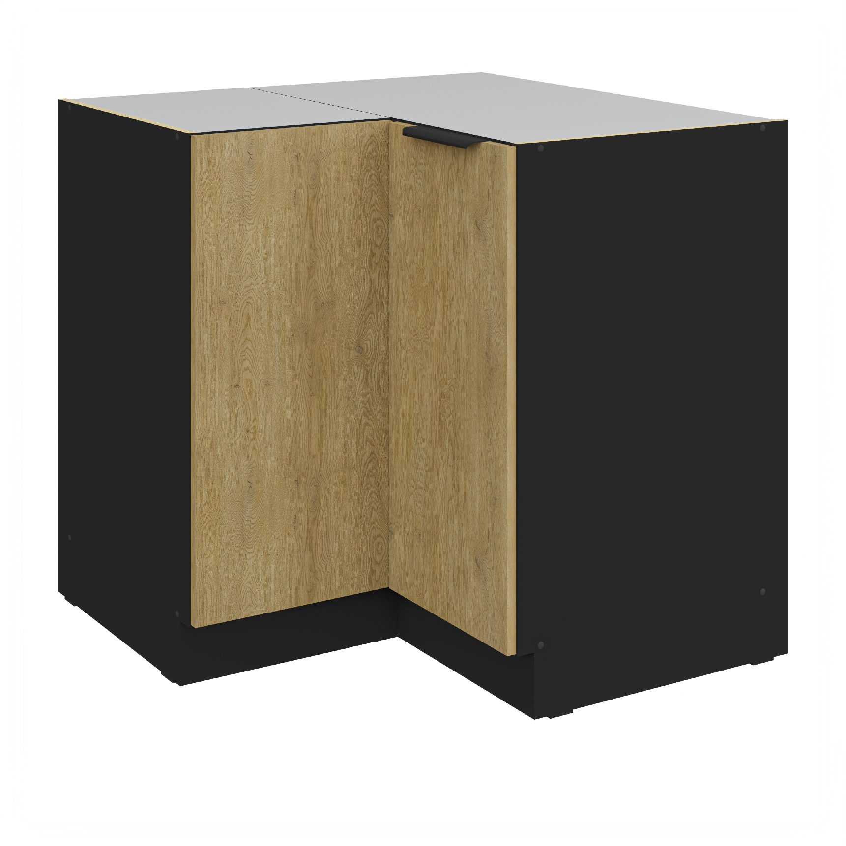 Spodní rohová skříňka Cremona 90x90 DN 2F BB Barva korpusu: Černá, Barva dvířek: Dub Cremona