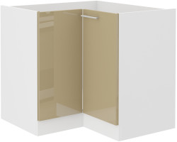 Spodní rohová skříňka Lara 90x90 DN 2F BB Barva korpusu: Bílá, Barva dvířek: Cappucino lesk