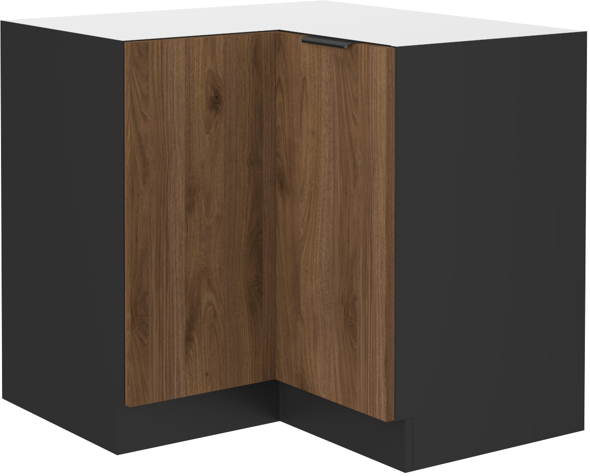 Spodní rohová skříňka Monza 90x90 DN 2F BB Barva korpusu: Černá, Barva dvířek: Ořech okapi