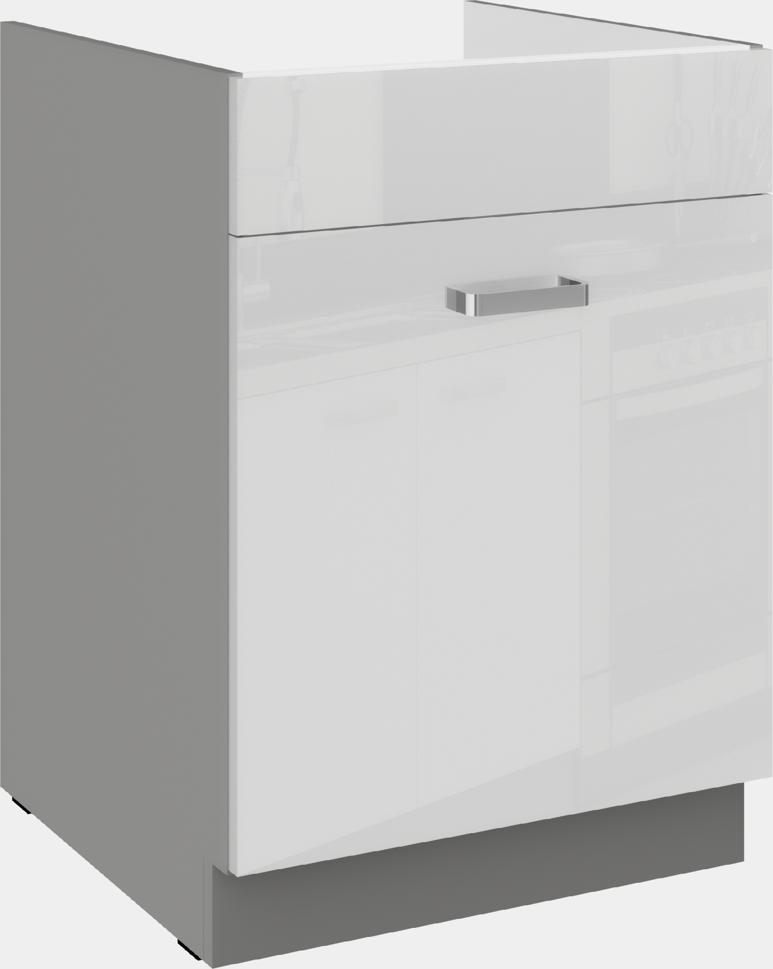 Spodní skříňka 60 ZL 1S BB - Premium Box Barva korpusu: Šedá, Barva dvířek: Bílý lesk (Blanka)