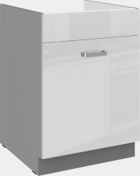 Spodní skříňka 60 ZL 1S BB - Premium Box Barva korpusu: Šedá, Barva dvířek: Bílý lesk (Blanka)