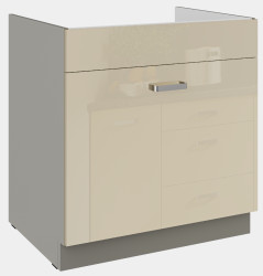 Spodní skříňka 80 ZL 1S BB - Premium Box Barva korpusu: Šedá, Barva dvířek: Krémový lesk (Karmen)
