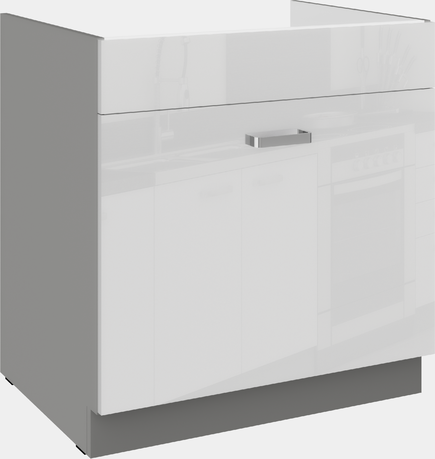 Spodní skříňka 80 ZL 1S BB - Premium Box Barva korpusu: Šedá, Barva dvířek: Bílý lesk (Blanka)