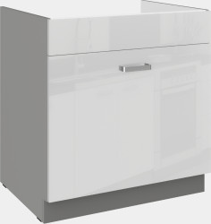 Spodní skříňka 80 ZL 1S BB - Premium Box Barva korpusu: Šedá, Barva dvířek: Bílý lesk (Blanka)