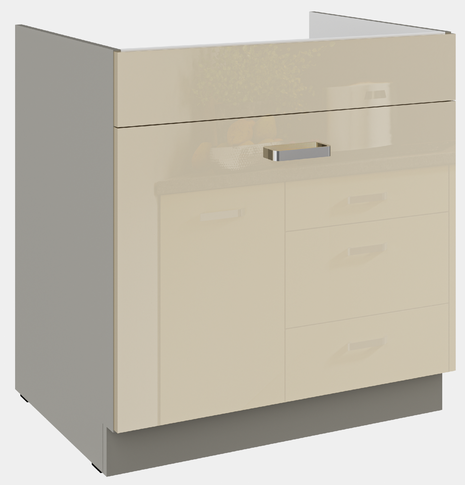 Spodní skříňka 80 ZL 1S BB - Premium Box Barva korpusu: Šedá, Barva dvířek: Krémový lesk (Karmen)