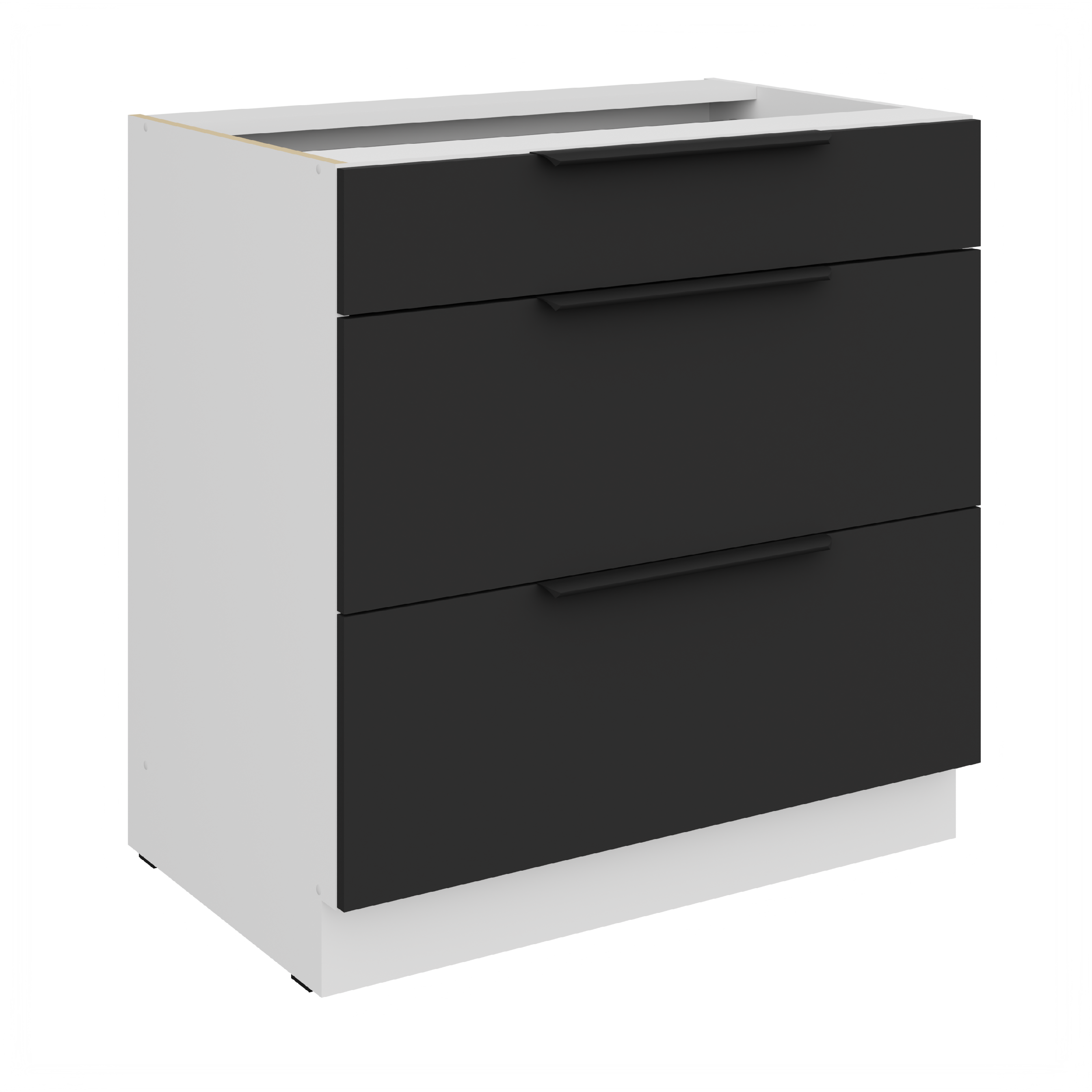 Spodní skříňka Aria 80 D 3S BB - Premium Box Barva korpusu: Bílá, Barva dvířek: BL - Black AFM