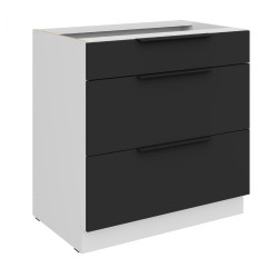 Spodní skříňka Aria 80 D 3S BB - Premium Box Barva korpusu: Bílá, Barva dvířek: BL - Black AFM