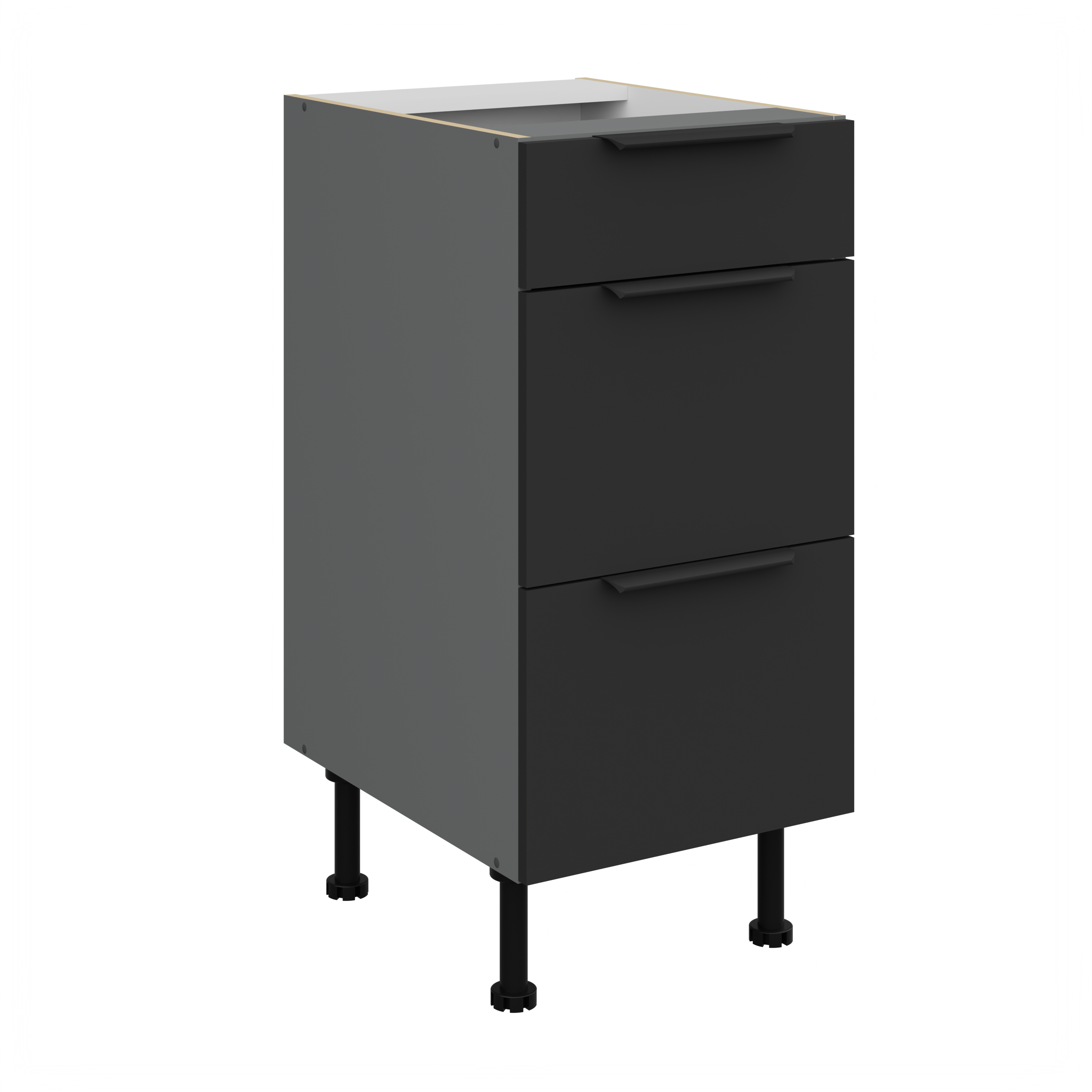 Spodní skříňka Aria ANT 40 D 3S BB - Premium Box Barva korpusu: Antracit, Barva dvířek: BL - Black AFM