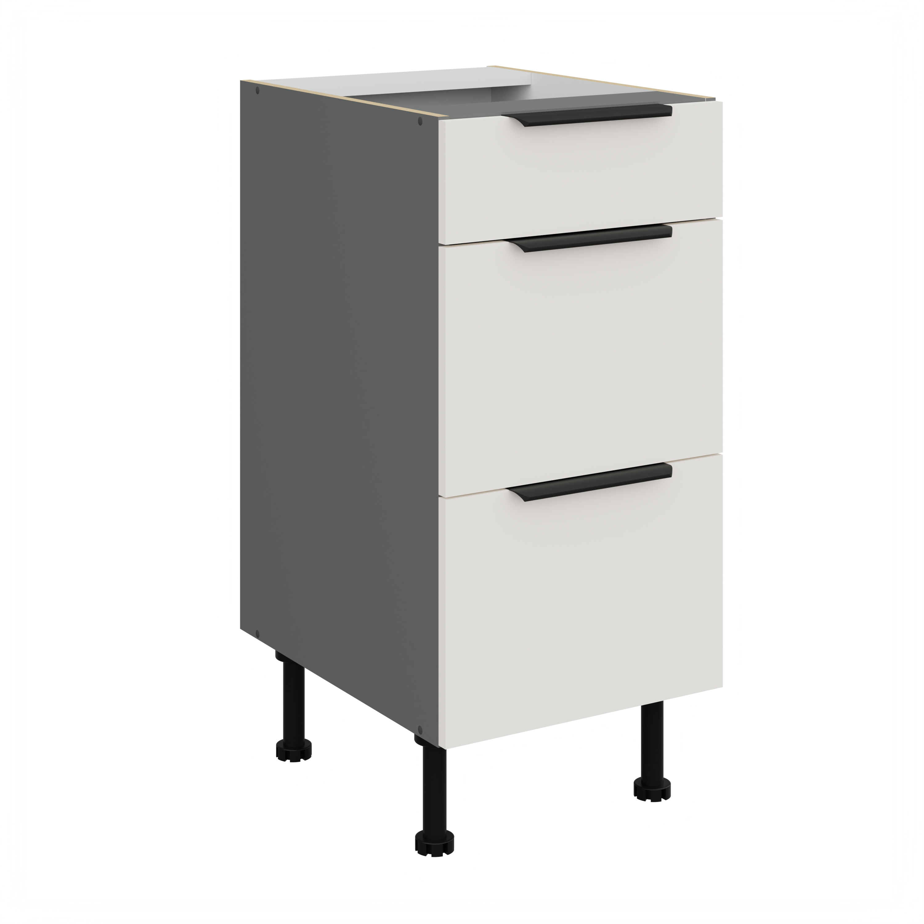 Spodní skříňka Aria ANT 40 D 3S BB - Premium Box Barva korpusu: Antracit, Barva dvířek: WH - Crystal white AFM