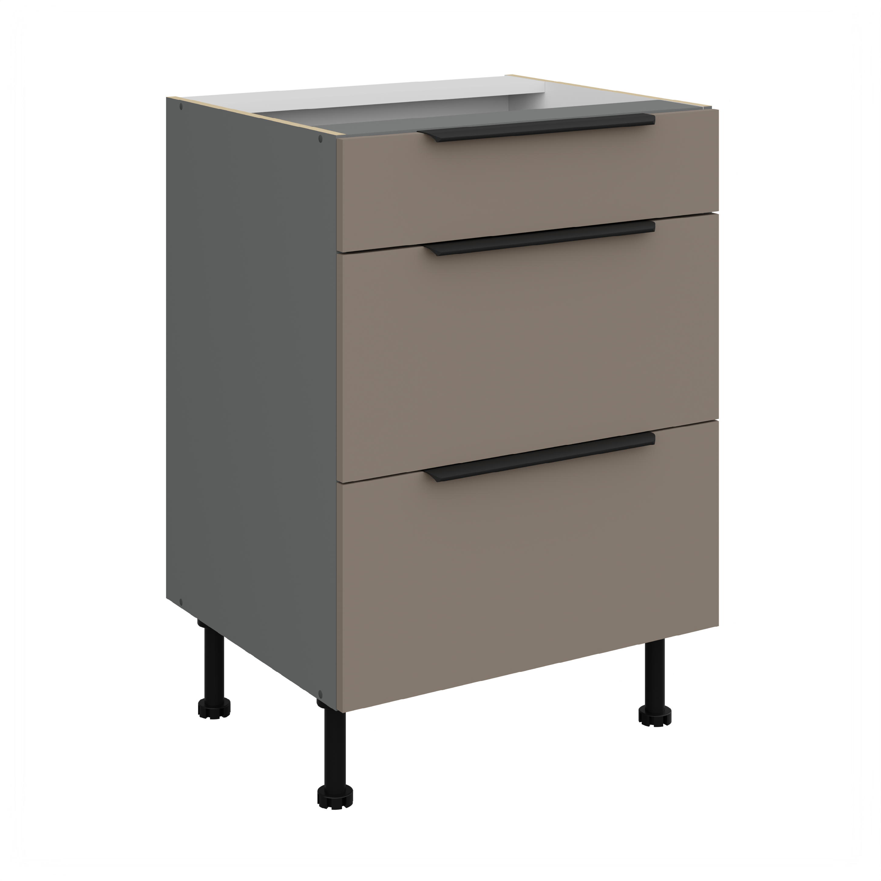 Spodní skříňka Aria ANT 60 D 3S BB - Premium Box Barva korpusu: Antracit, Barva dvířek: TA - Sandgrau AFM
