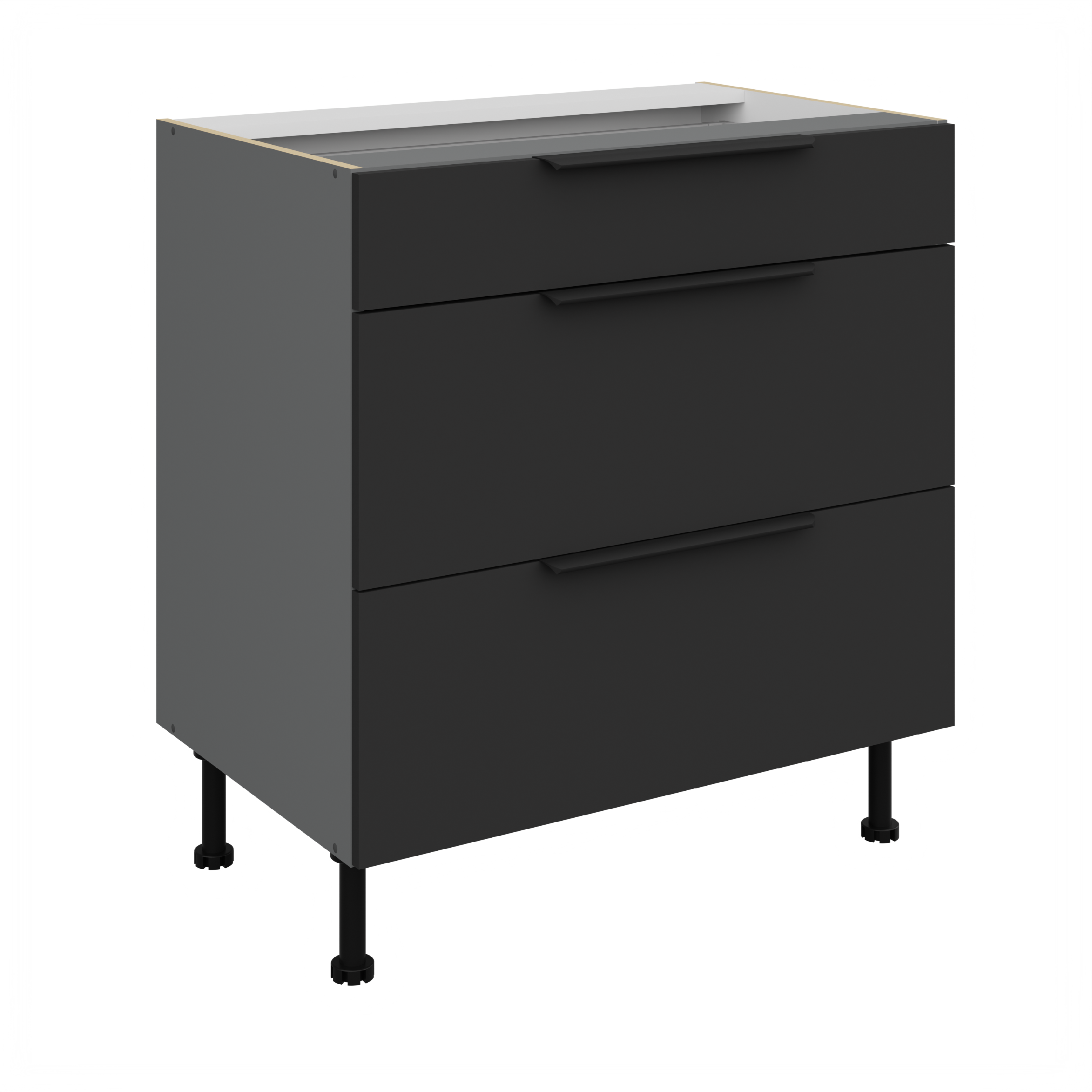 Spodní skříňka Aria ANT 80 D 3S BB - Premium Box Barva korpusu: Antracit, Barva dvířek: BL - Black AFM