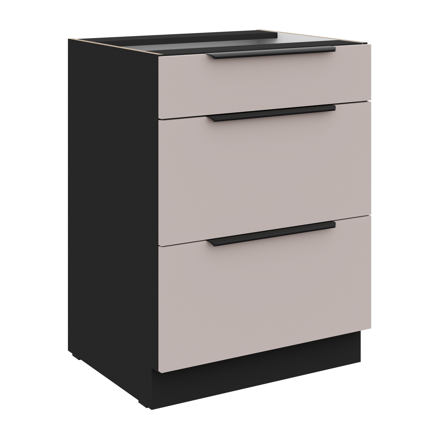 Spodní skříňka Arona 60 D 3S BB - Premium Box Barva korpusu: Černá, Barva dvířek: Kašmír
