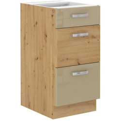 Spodní skříňka Artisan 40 D 3S BB - Premium Box Barva korpusu: Dub artisan, Barva dvířek: Cappucino lesk