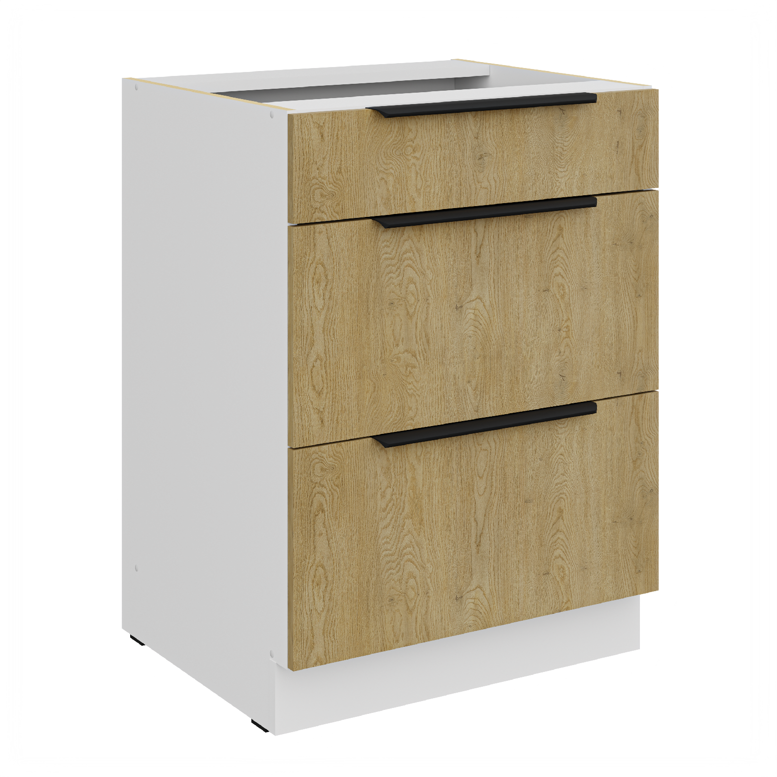 Spodní skříňka Cremona 60 D 3S BB - Premium Box Barva korpusu: Bílá, Barva dvířek: Dub Cremona
