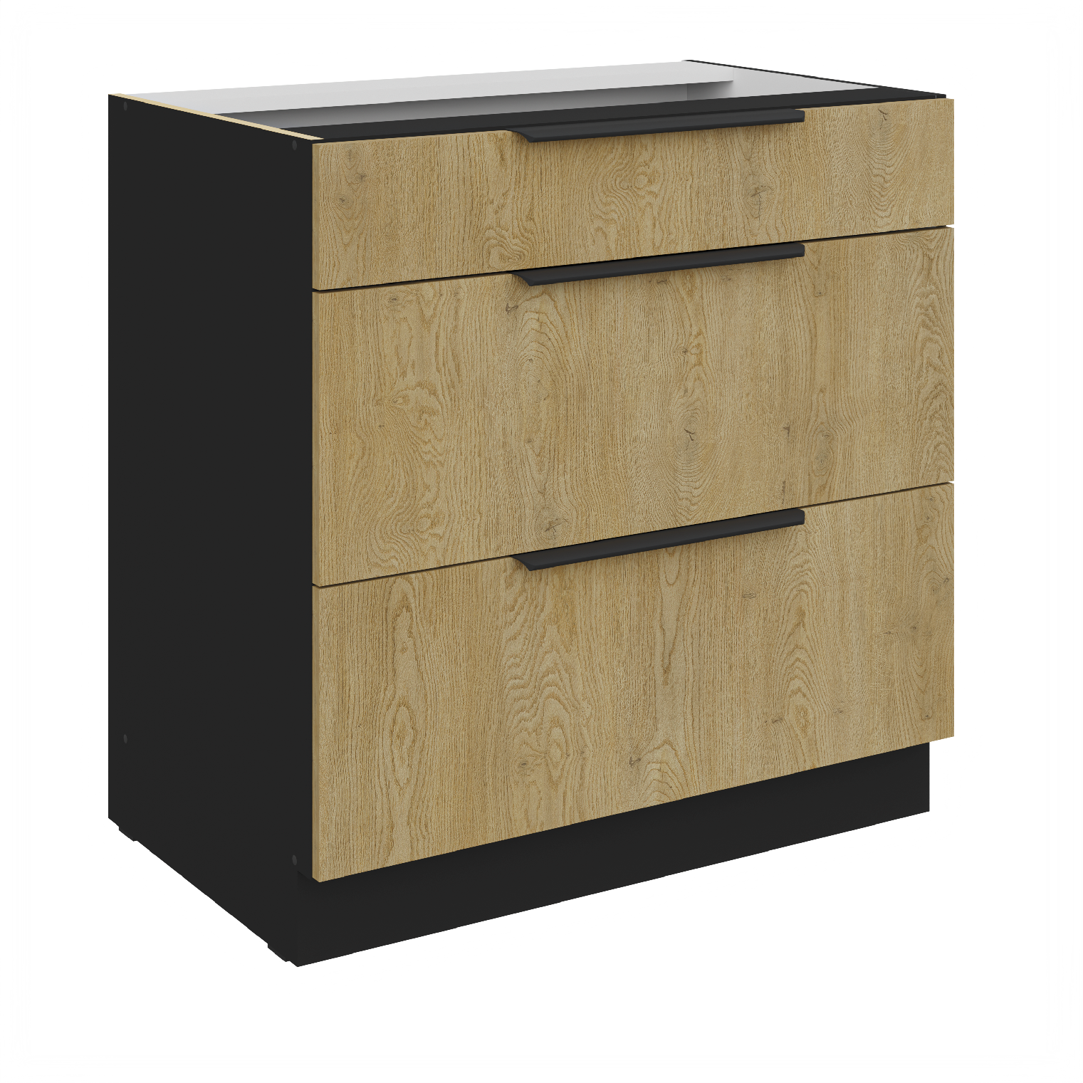 Spodní skříňka Cremona 80 D 3S BB - Premium Box Barva korpusu: Černá, Barva dvířek: Dub Cremona