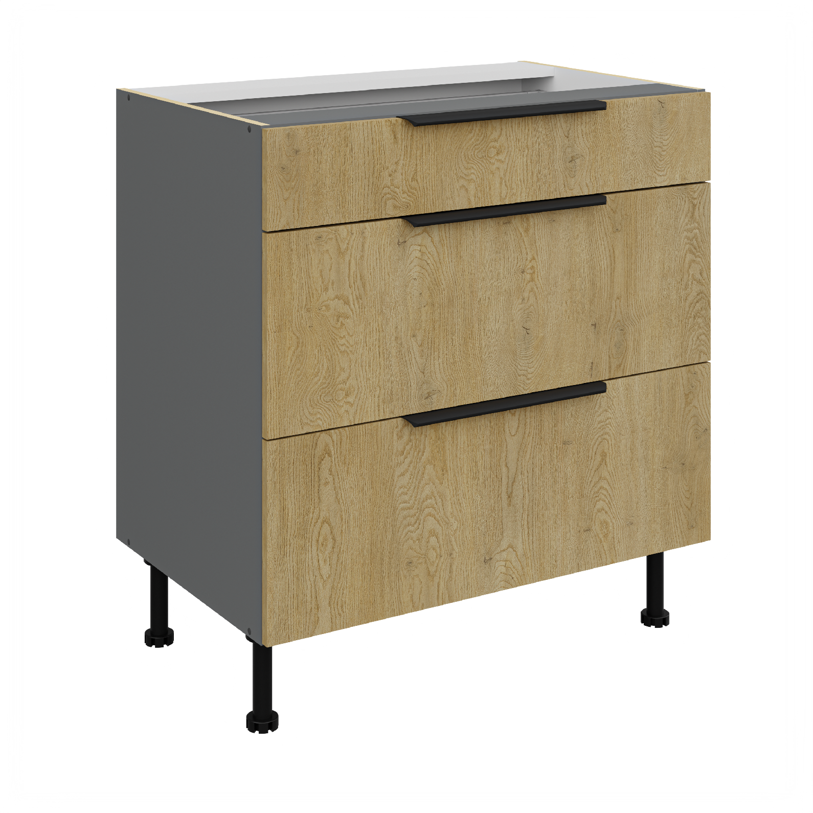 Spodní skříňka Cremona ANT 80 D 3S BB - Premium Box Barva korpusu: Antracit, Barva dvířek: Dub Cremona