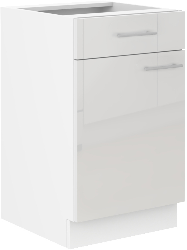 Spodní skříňka Lara 50 D 1F 1S BB - Premium Box Barva korpusu: Bílá, Barva dvířek: Bílý lesk