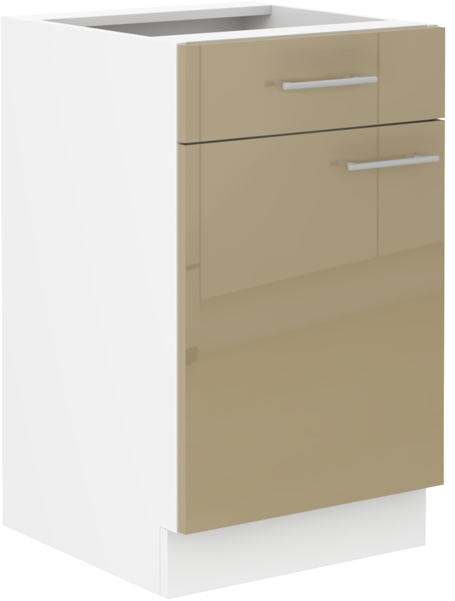 Spodní skříňka Lara 50 D 1F 1S BB - Premium Box Barva korpusu: Bílá, Barva dvířek: Cappucino lesk