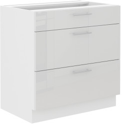 Spodní skříňka Lara 80 D 3S BB - Quadro Barva korpusu: Bílá, Barva dvířek: Bílý lesk