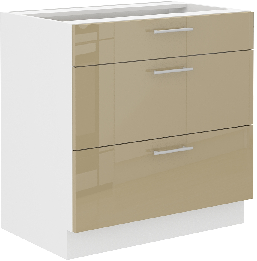 Spodní skříňka Lara 80 D 3S BB - Quadro Barva korpusu: Bílá, Barva dvířek: Cappucino lesk