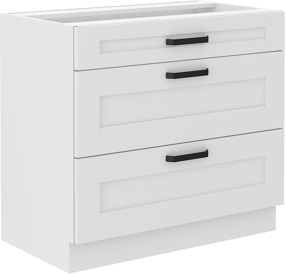 Spodní skříňka Luna 80 D 3S BB - Premium Box Barva korpusu: Bílá, Barva dvířek: Bílá