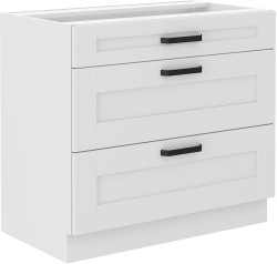 Spodní skříňka Luna 80 D 3S BB - Premium Box Barva korpusu: Bílá, Barva dvířek: Bílá